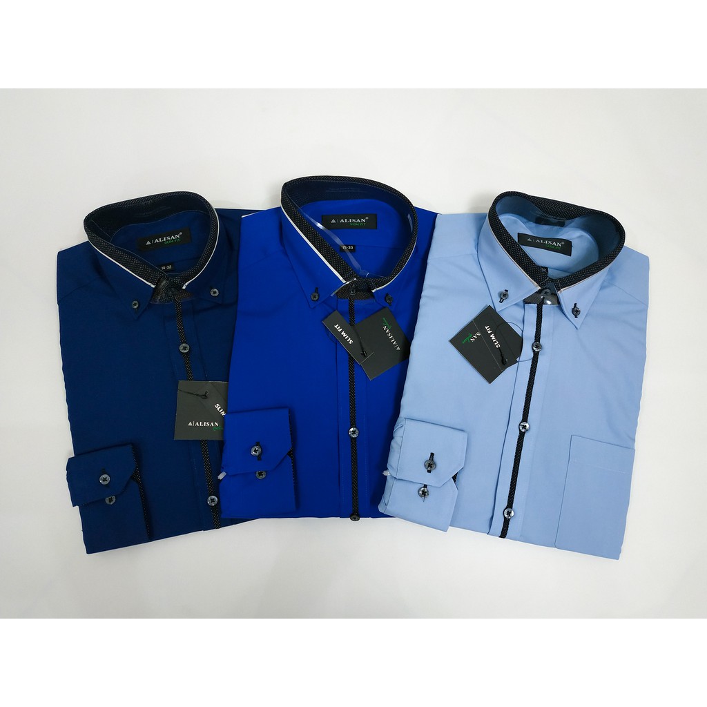 Kemeja ALISAN Spesial List Lengan Panjang SLIM FIT (BIRU)