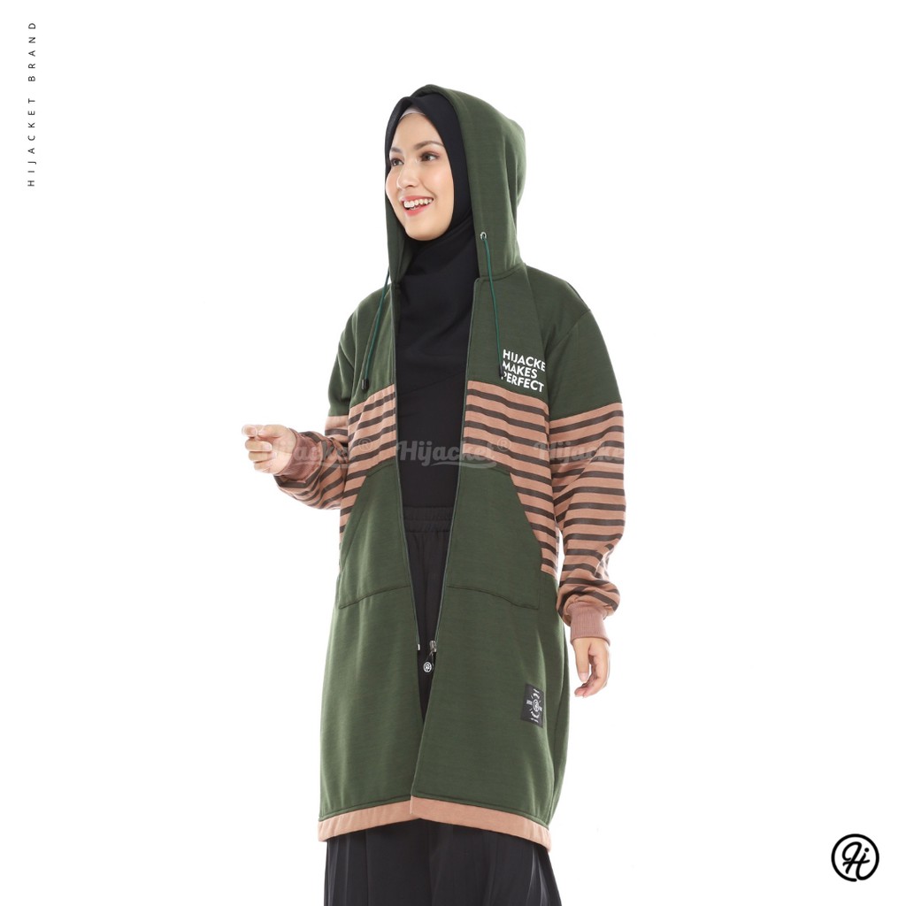 HIJACKET VAHIRA | HIJAKET JAKET HIJAB PANJANG WANITA MUSLIMAH SYAR'I-Green