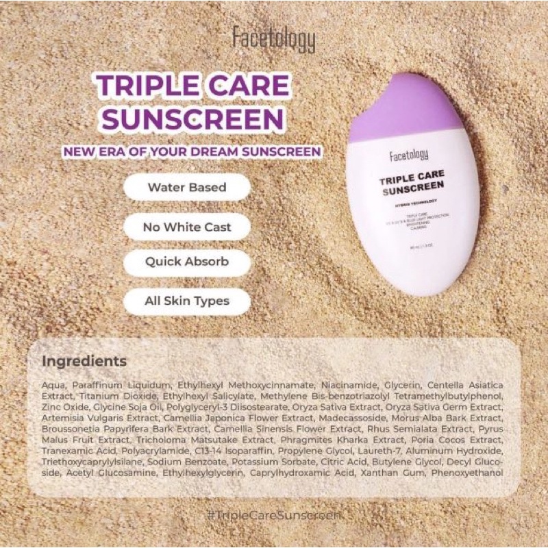 ✨Up Your Look✨ Facetology hybrid triple care sunscreen tabir surya uvb uva blue light