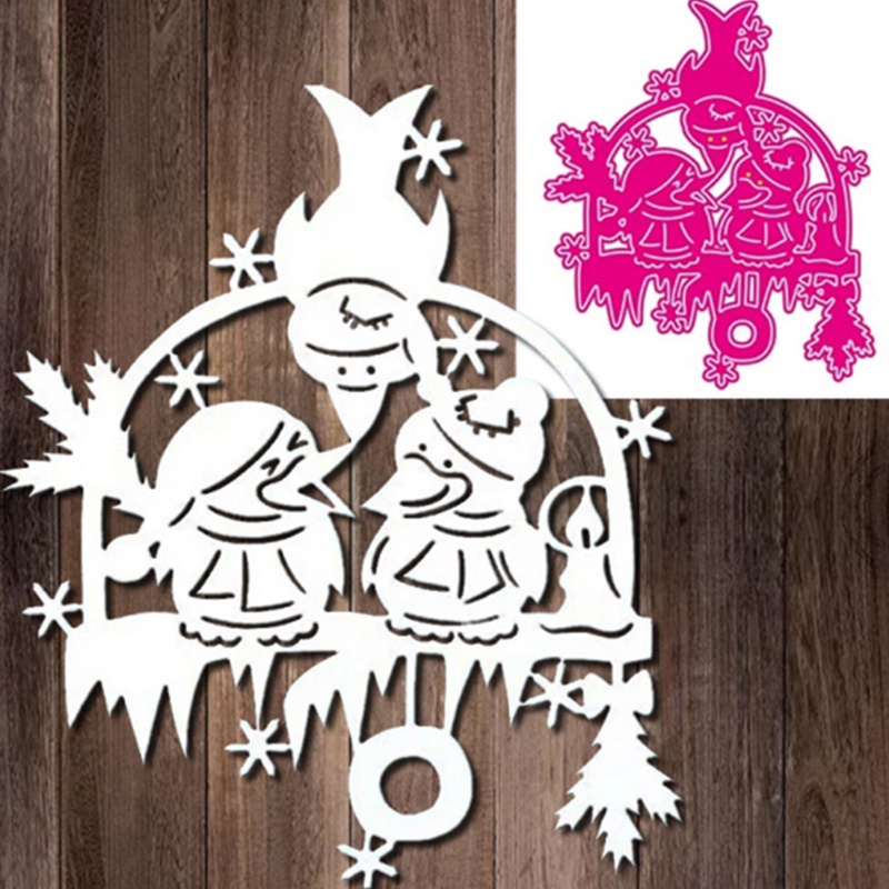 Cetakan Stensil Cutting Dies Motif Burung Natal Bahan Metal Untuk Scrapbook / Craft DIY / Kartu