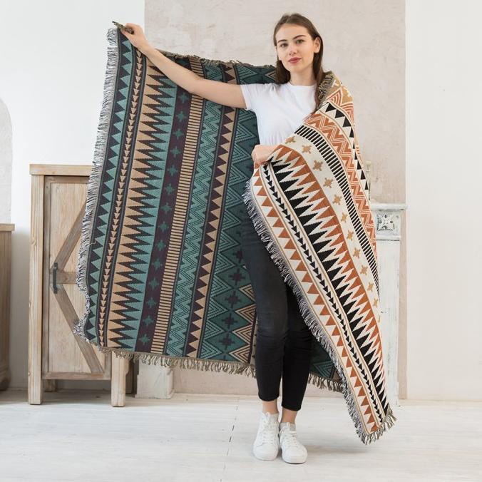Cover Sofa Bed Blanket Impor Cantik & Elegant Premium Vintage Bohemian