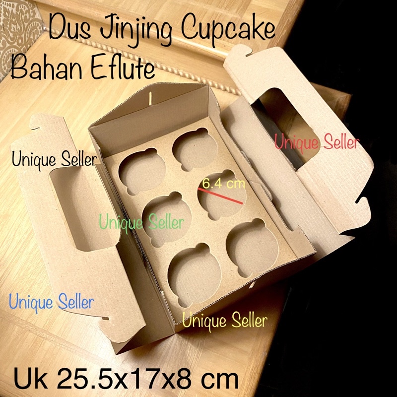 Dus Box Kotak Cupcake isi 6 Model Jinjing Eflute 25.5x17x8 MINIMAL PEMBELIAN 10 PCS / Dus Box Kotak 
