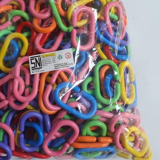 ✳ maninan rantai plastik besar isi 1 kg grosir warna cerah ✭