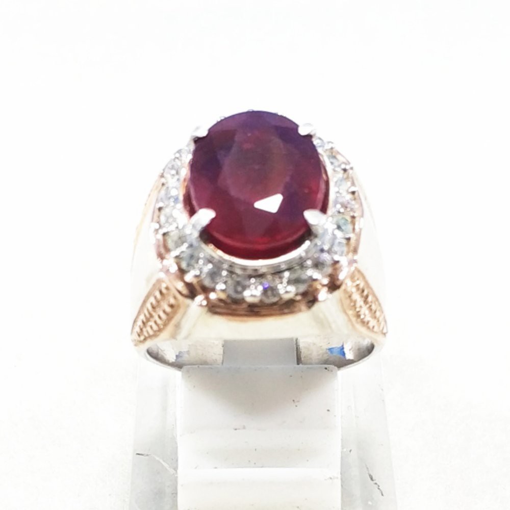 CINCIN BATU AKIK PERMATA NATURAL RED RUBY CORUNDUM RING PERAK MEWAH GLAMOUR INCLUDE MEMO