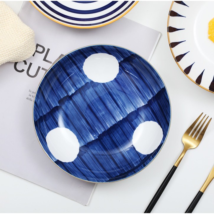 Piring Keramik Jepang / Piring Keramik / Piring Makan Keramik/ Bualt Modern 20cm-Bulat Putih