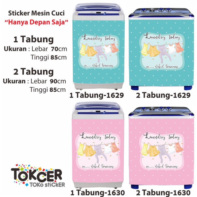 Stiker Mesin Cuci 1 dan 2 Tabung LAUNDRY Today