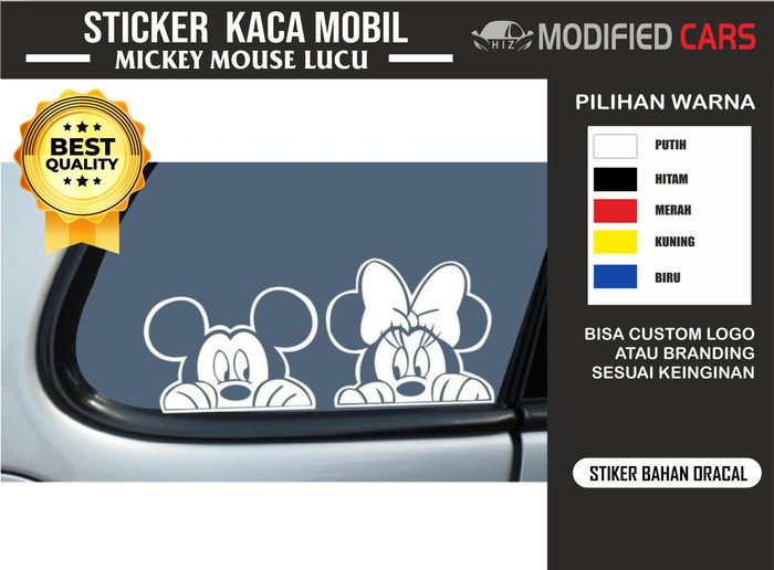 Stiker Mobil Mickey Minnie Tempel di Kaca Belakang
