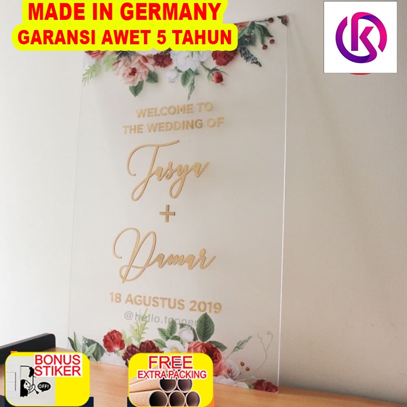 

Promo Acrylic Welcome Sign Floral 40x60cm / Papan Acrylic / Laser Cut