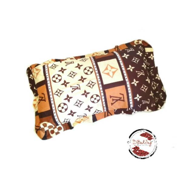 SARUNG BANTAL CINTA / BANTAL RUMBAIL, MOTIF LV COKLAT, KATUN LOKAL, HALUS