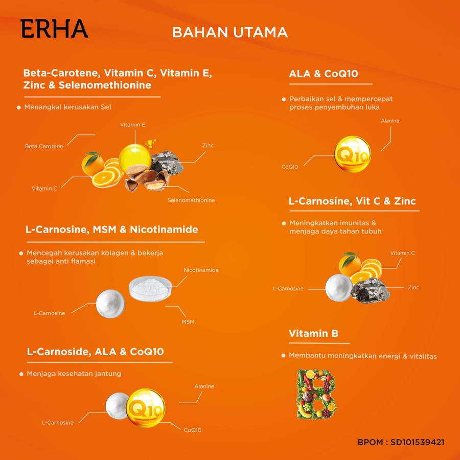 ERHA Suplemen Kulit &amp; Tubuh ERHA Skincore 10 Caps - Anti Penuaan dan Kebugaran