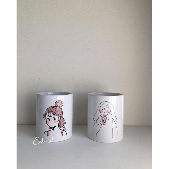 Mug lucu | Mug aesthetic | Mug anak | tempat minum lucu karakter | mug custom | mug kpop