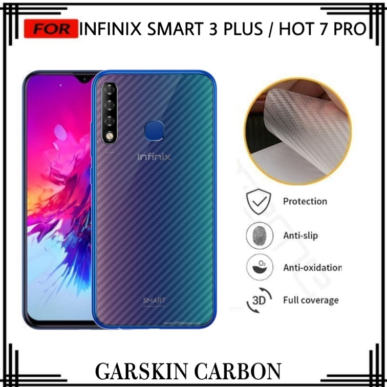 PROMO GARSKIN CARBON INFINIX SMART 3 PLUS / HOT 7 PRO ANTI GORES BELAKANG ANTI LENGKET BEKAS LEM