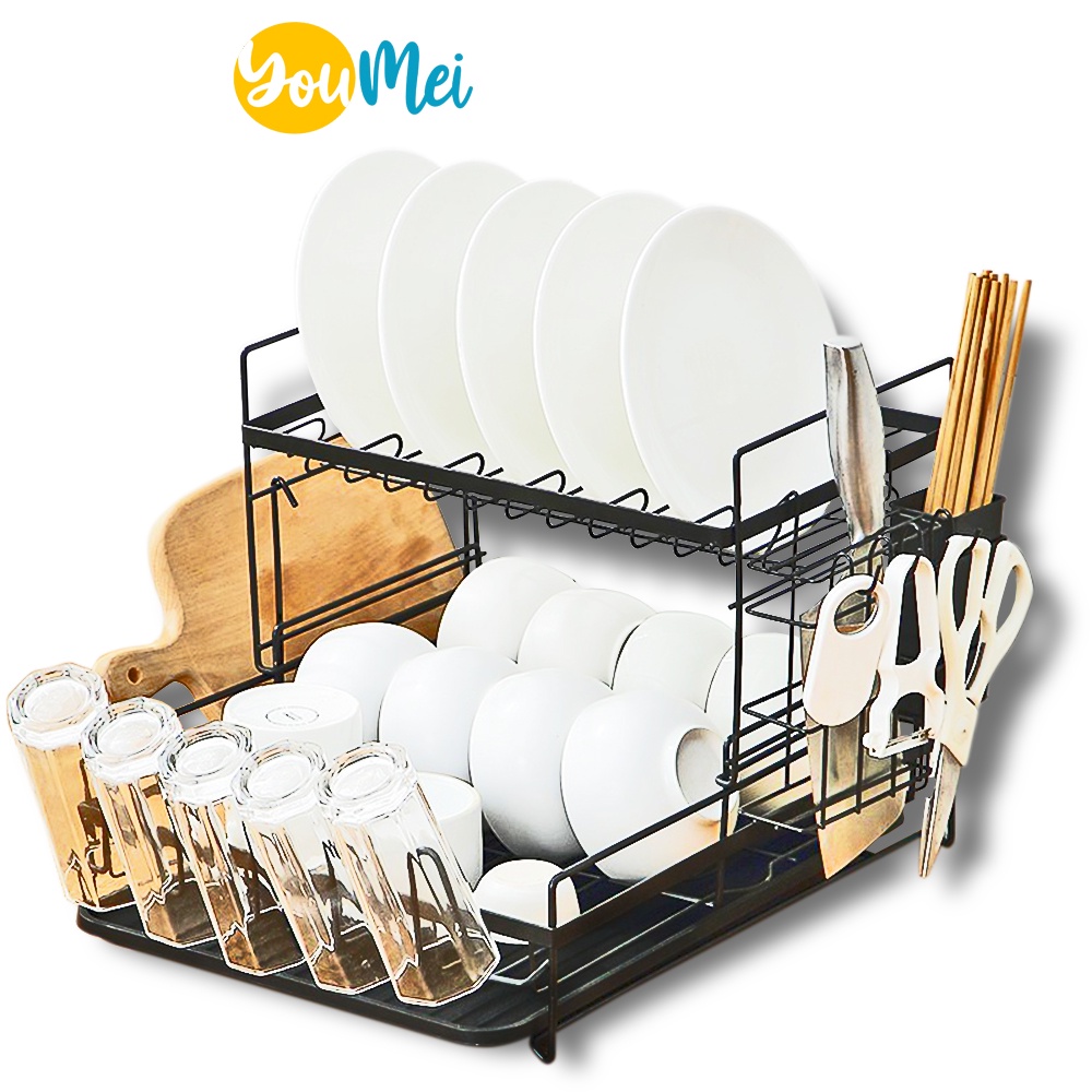 Jual Rak Cuci Piring Washtafel Pengering Peralatan Makan Serbaguna Rak Dapur Besi Dish Rack 9008