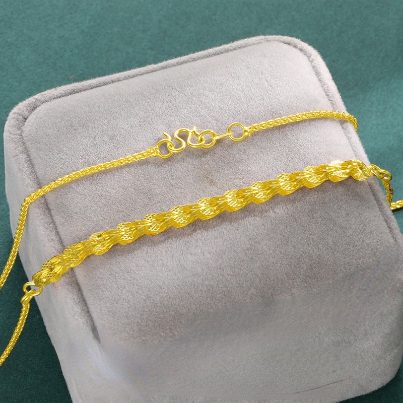 Kalung Rantai Klavikula Emas Asli Kadar 375Desain Ekor Phoenix Gaya Korea Untuk Hadiah