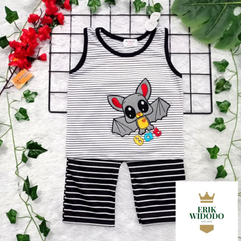 Baju Setelan Anak Laki-laki Usia 1-18 Bulan Merk Amena Bat Singlet