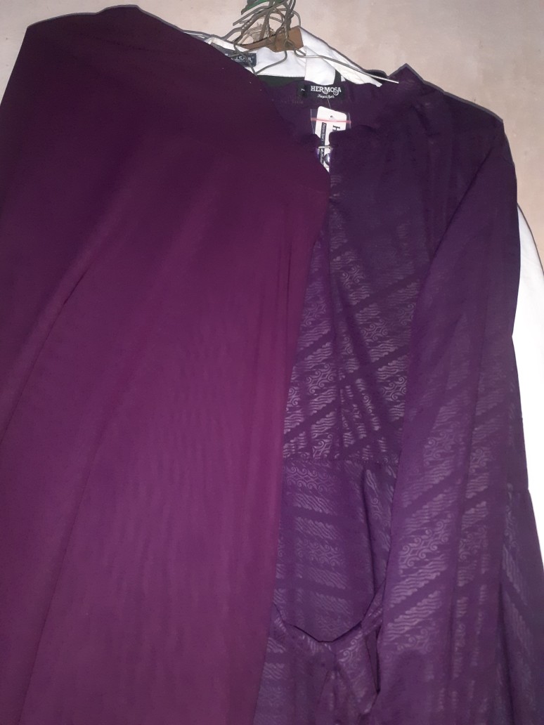 Gamis Hermosa Ory batik Parang Ungu Dan Navi  Umbrella 4m