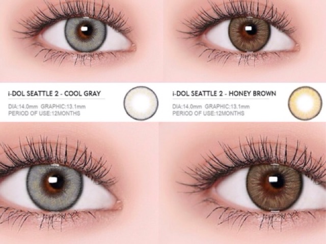 Softlens idol seattle cool gray honey brown marine blue tropical green ori korea