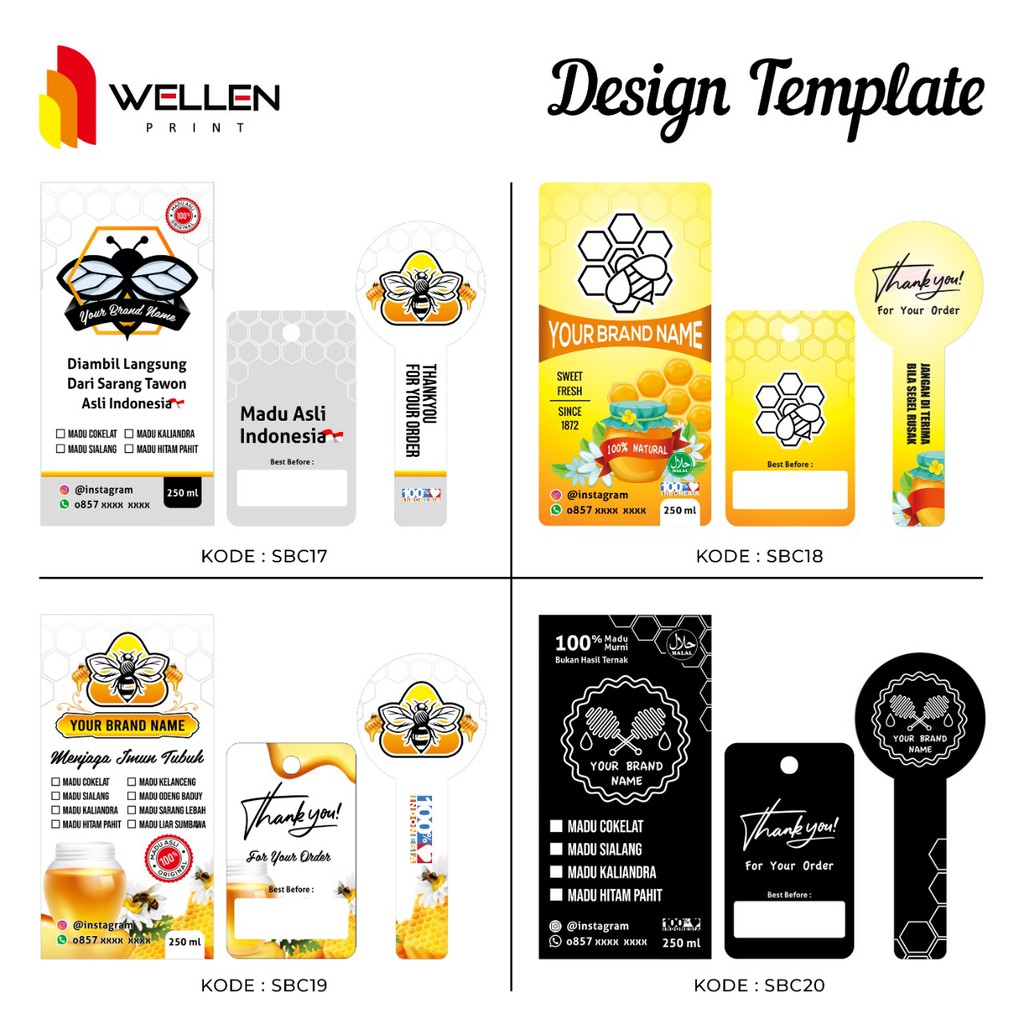 WELLEN PRINT - Sticker botol minuman transparant sticker label kopi transparan cutting label teh jamu botol spray-7