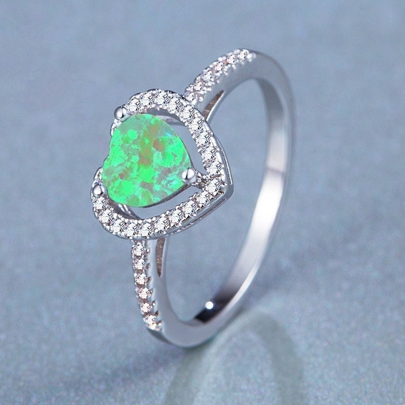 New cross-border jewelry opal diamond love ring