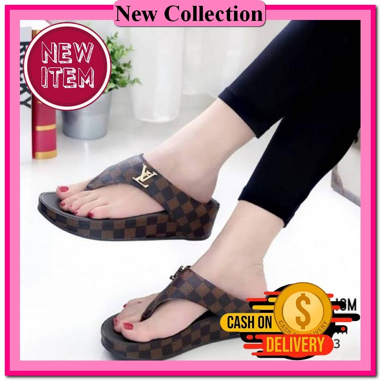 Sandal Wedges Wanita Selop Fashion Import Wejes Wanita Kekinian Trendy Import Buat Kondangan Wejes B
