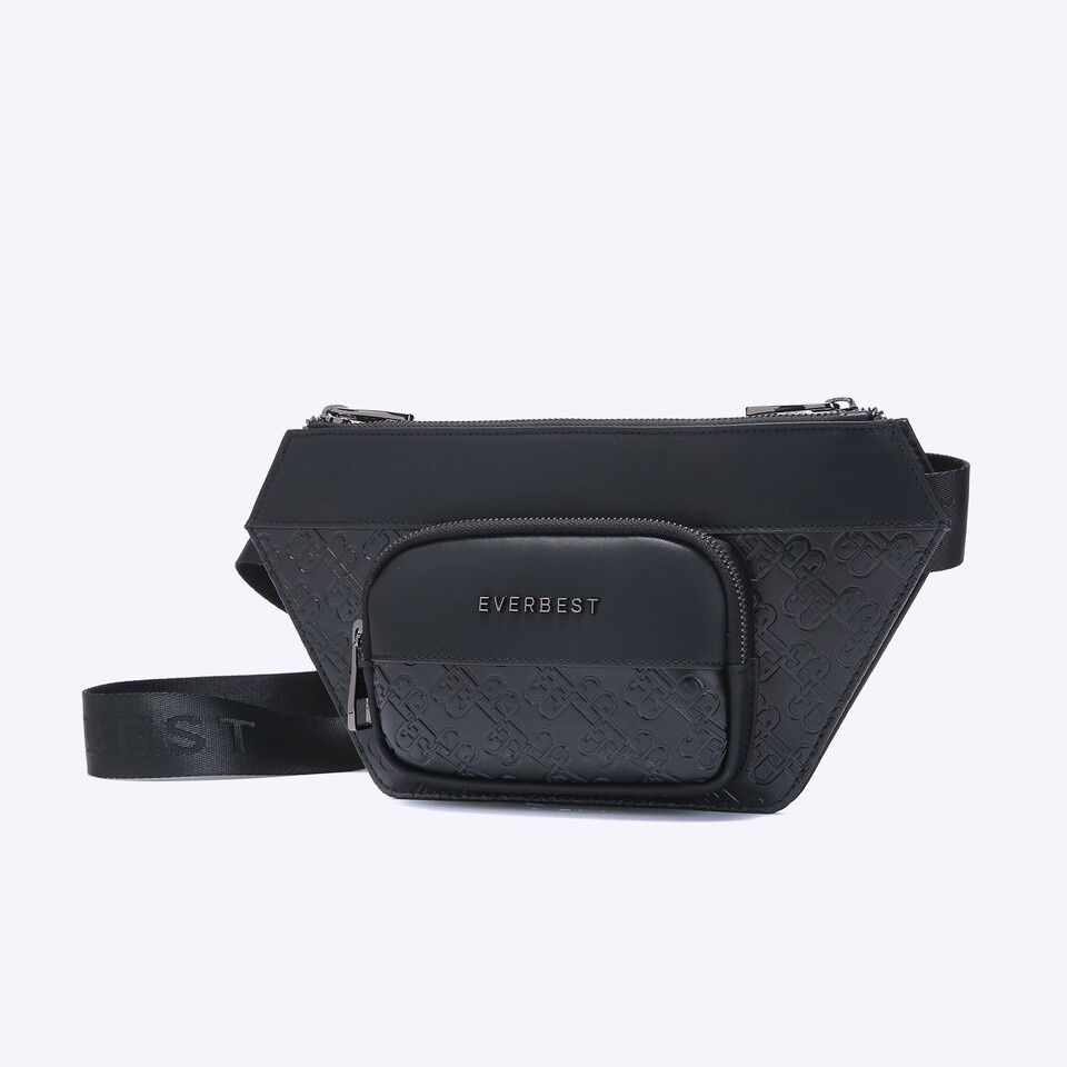 TAS SELEMPANG DADA/PINGGANG KULIT PRIA EVERBEST MEN LEATHER SLING CHEST/WAIST BAG ORIGINAL HITAM BLACK EM26