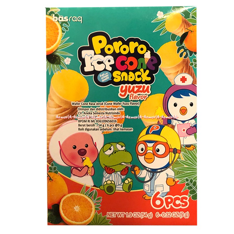 Pororo Ice Cone Snack Chocolate 6pcs Cemilan Strawberry