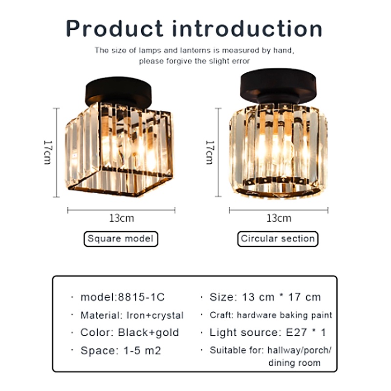 Lampu Plafon Gantung Kristal Minimalis 2 Model (Kotak &amp; Bulat)