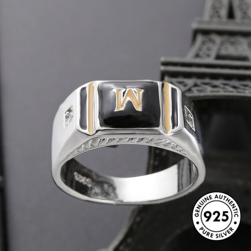 Cincin Bahan S925 Silver Aksen Berlian Untuk Pria