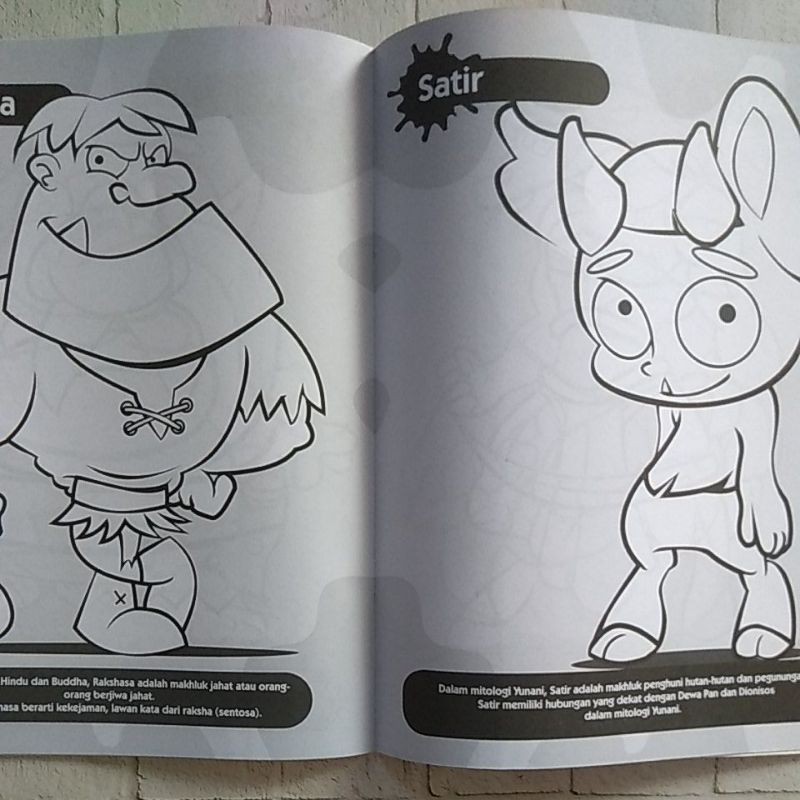Coloring Books - Warnai &amp; Ketahui - Tank Tempur - 30 Monster Mitos Lucu - Bonus Stiker Keren