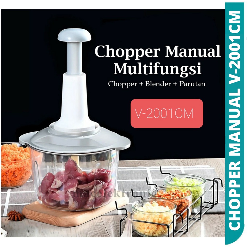 Chopper blender capsule pemotong manual tekan pencacah penggiling daging mixer adonan multi fungsi