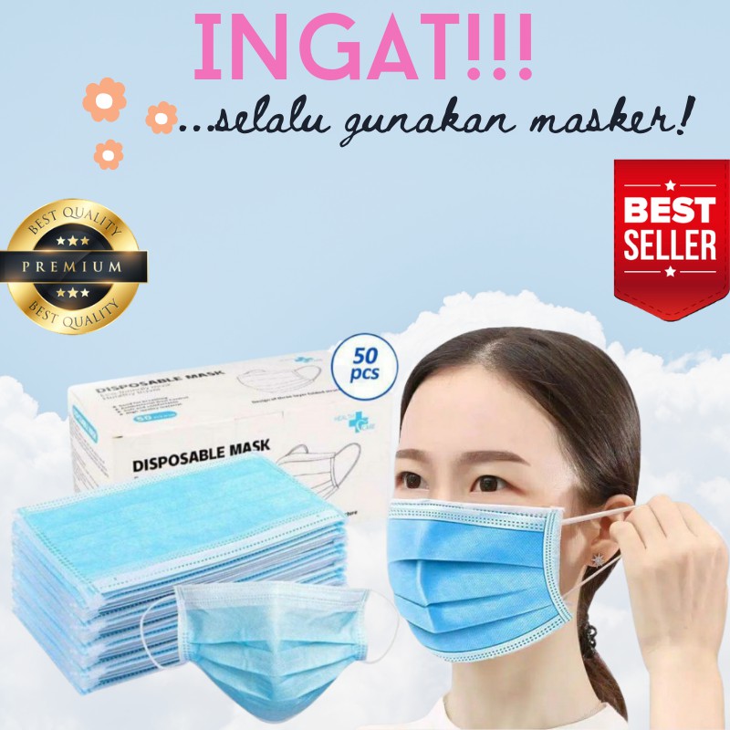 Masker Ply Disposable Masker Lapis Isi Pcs Earloop Shopee Indonesia