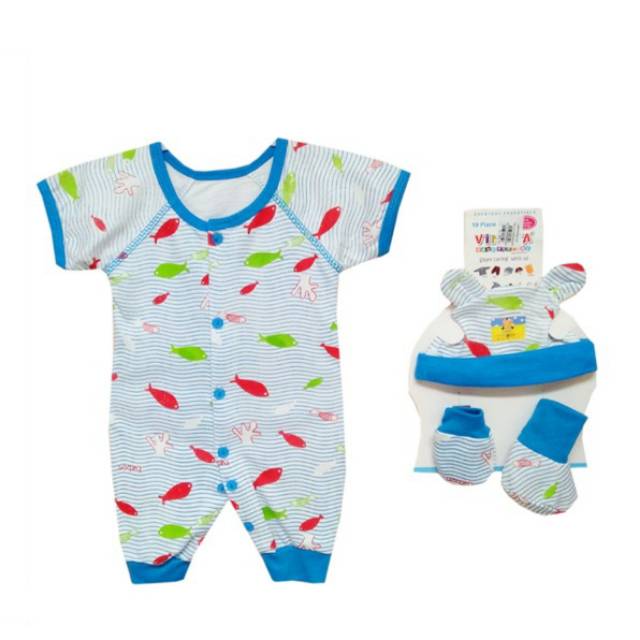 Baju Bayi Jumper Set Fish - Set Sepatu Bayi Jumper - Baby Jumpsuit bayi vinata