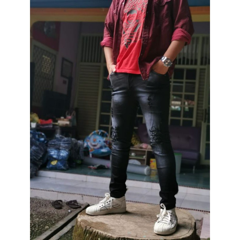 CELANA JEANS SOBEK LUTUT SLIMFIT VARIA SEMPROT Shopee CELANA JEANS SOBEK LUTUT SLIMFIT VARIA SEMPROT Shopee
