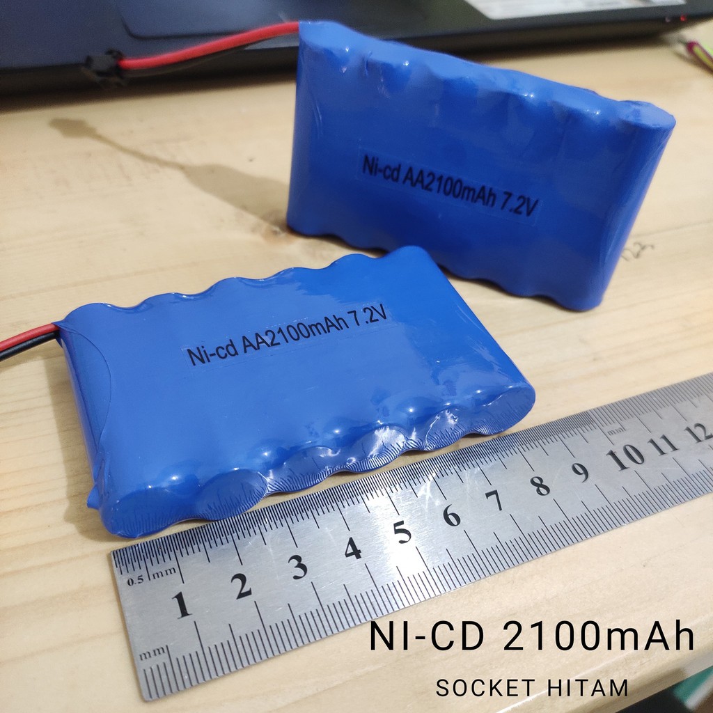 Baterai NiCd RC AA 2100mAh 7.2V Socket Hitam isi 6.