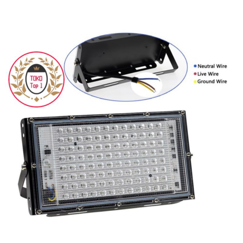 LAMPU SOROT LED 100W 96LED TAMAN TEMBAK FLOODLIGHT WATERPROOF OUTDOOR