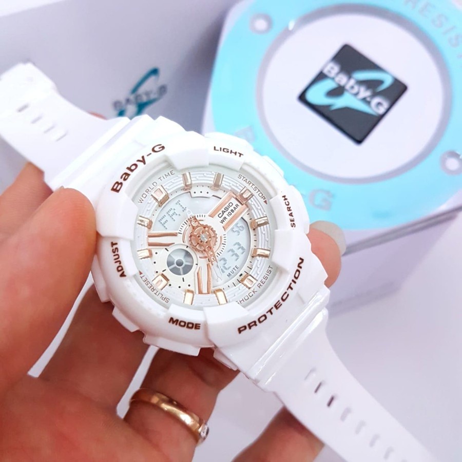 Jam Tangan Wanita / Cewek Casio Baby G Baby-G BA-110 White list Gold Terlaris