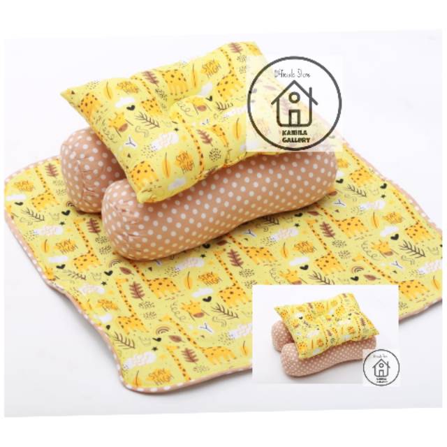 PERLAK SET BAYI/ALAS OMPOL KASUR BAYI/MATRAS BAYI WATERPROOF motif yellow giraffe