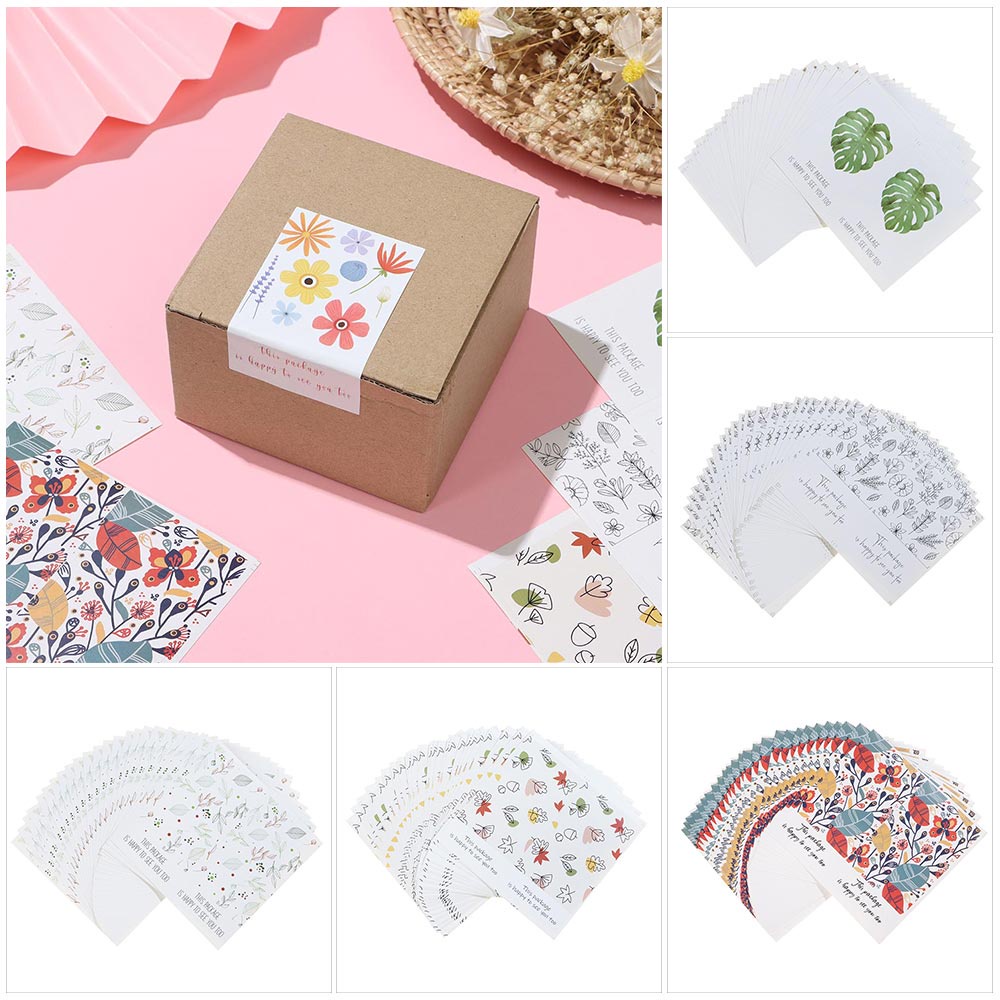 POPULAR 50PCS/Pack Gift Seal Stickers Party Supplies Flower Printed &quot;This Package Is Happy To See You Too&quot; Wedding For Small Business Rectangle Parcel Decor Greeting Labels