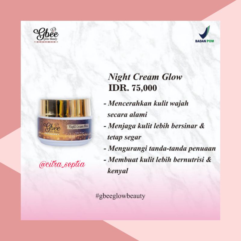(TERMURAH) ECERAN/SATUAN GBEE GLOW BEAUTY SKINCARE BPOM-Night Cream Gold