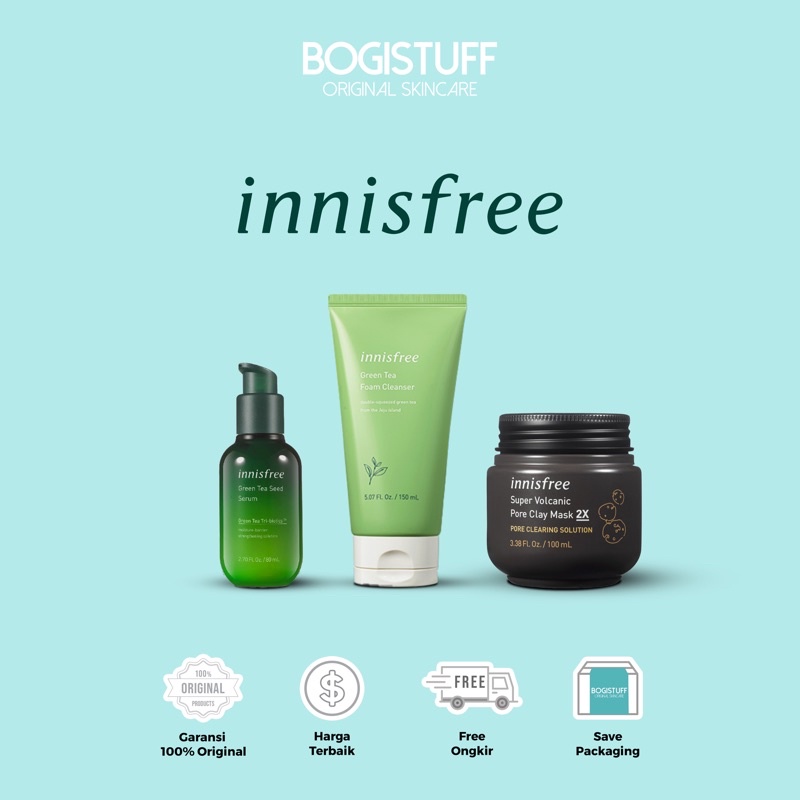 INNISFREE GREEN TEA SEED SERUM | INNISFREE GREEN TEA FOAM | INNISFREE SUPER VOLCANIC MASK