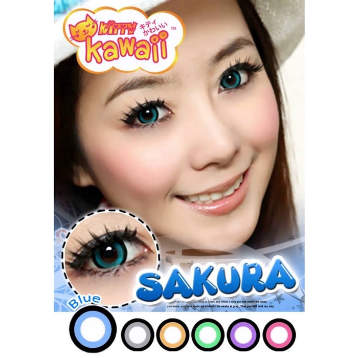 SOFTLENS KITTY KAWAII / SOFTLENS KOREA SAKURA BLUE -NORMAL / LENSA MATA