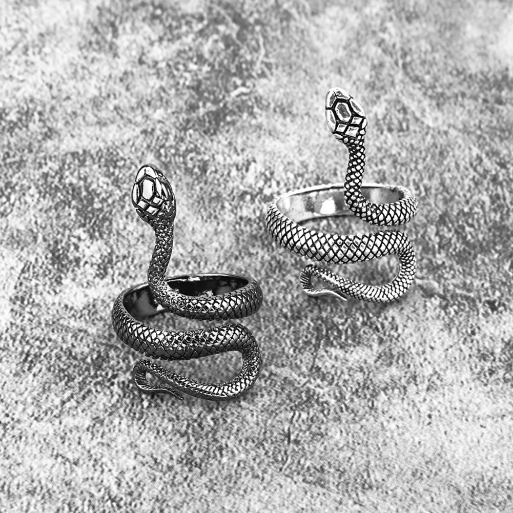 Retro Punk Snake Ring for Men Women Exaggerated  Opening Adjustable Rings