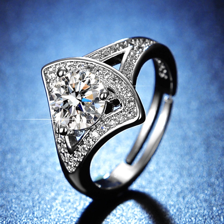 Goldkingdom Aksesoris Perhiasan Fashion Ready Stock 50desain925 Sterling Silver Cincin Wanita Berlian Adjustable Ring