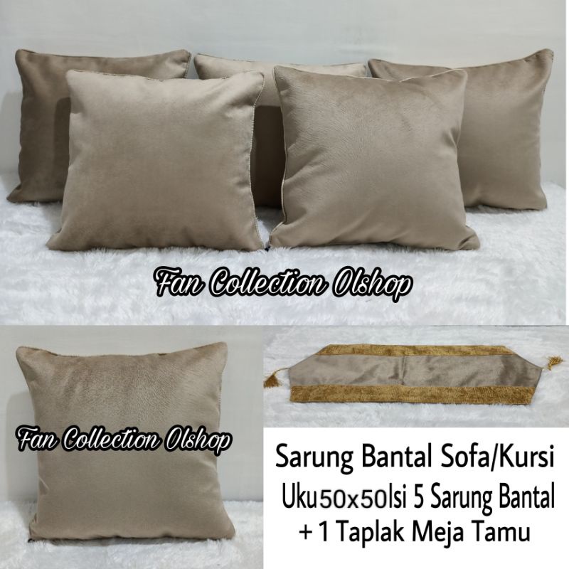 Sarung Bantal Sofa Kursi Polos Set Uku 50x50 Minimalis Cream Mewah Modern