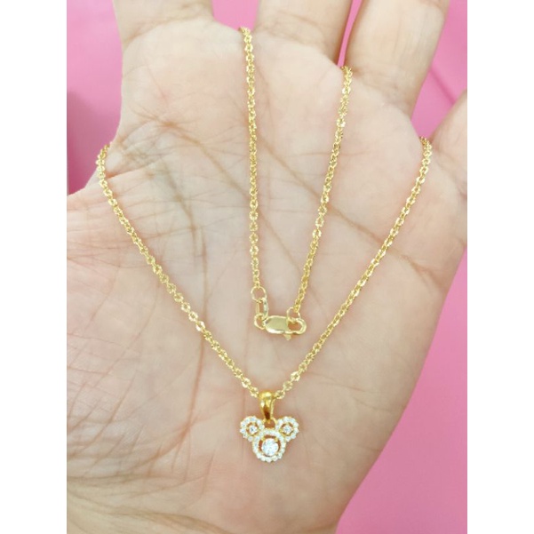 KALUNG ANAK NORI UKIR + LIONTIN MICKY LAPIS EMAS 24K