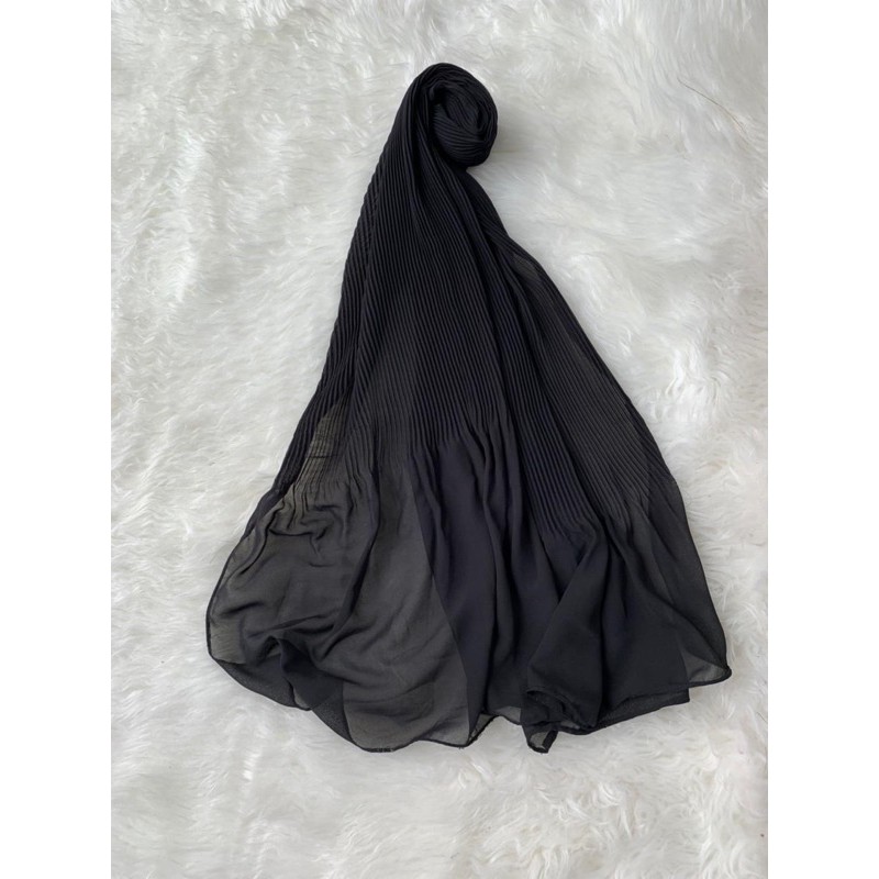 pasmina plisket/shawl plisket/pleated plisket-Hitam