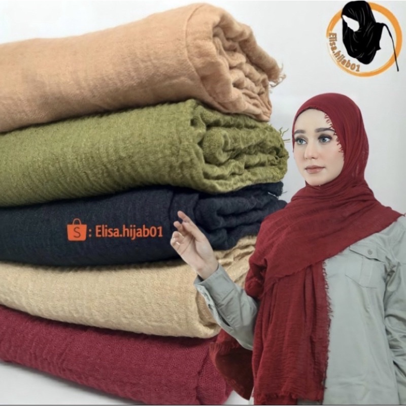 [ 100 x 200 Cm ] Pashmina Crinkle cotton Hijab Pashmina Kusut By Azara
