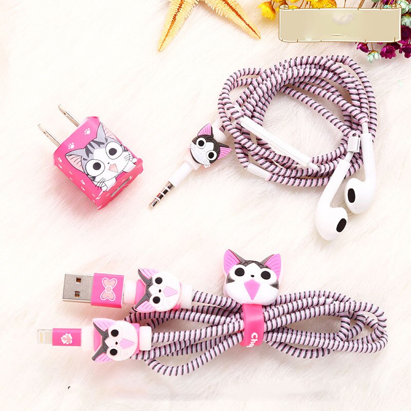 Set Stiker Pelindung Kabel Charger USB Earphone Bentuk Spiral Bahan TPU Untuk iphone