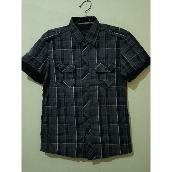 kemeja EMBA ORIGINAL rijekan pabrik motif kotak hitam