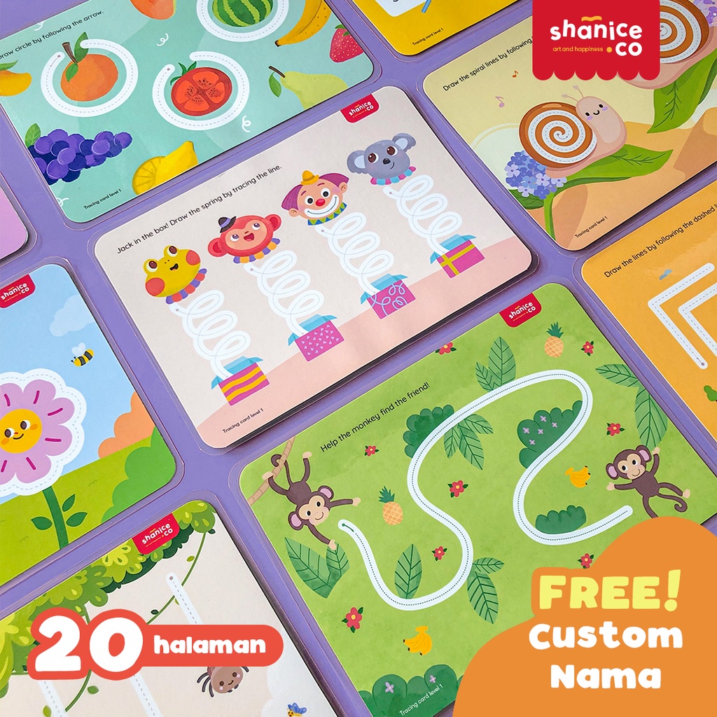 

Tracing Card 20 pages - Buku Aktifitas Anak Usia 2 3 thn Busy Book Belajar Menulis Menggambar